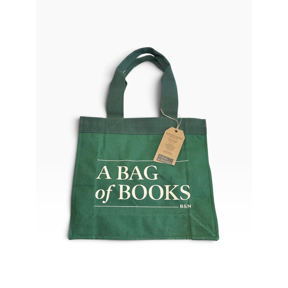 Barnes & Noble Tote Bag Unisex OS Green NEW A Bag of Books Organic Cotton Canvas